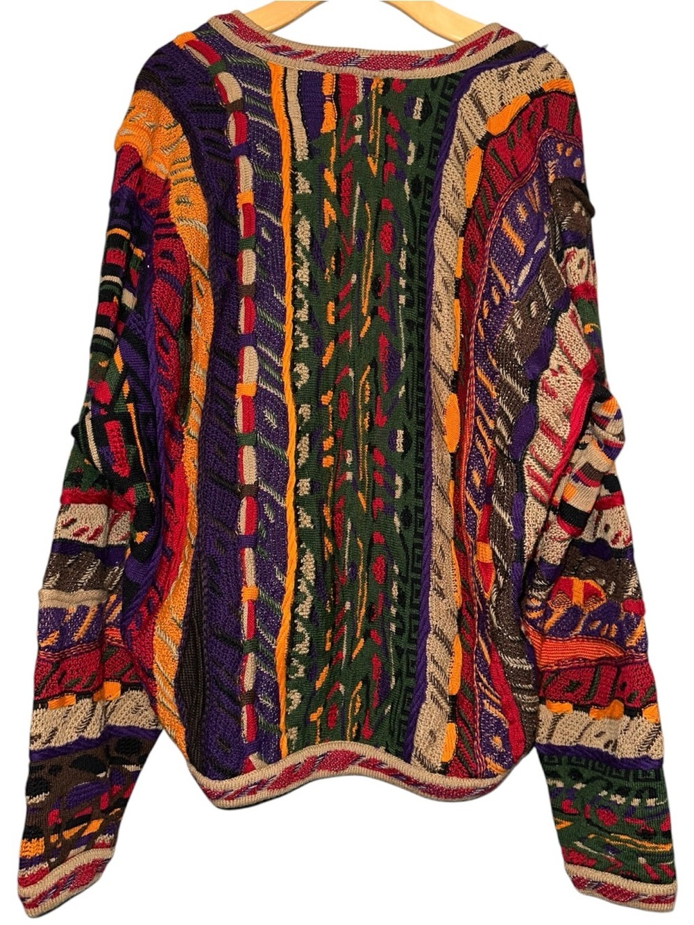 COOGI Men’s Size M Multicolor Purple Orange Brown V-Neck Sweater - Picture 3 of 7